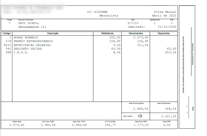 Contra Cheque